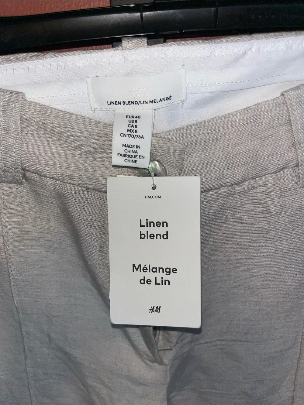 H&M Linen Blend Cream Wide Leg Pants Size 8